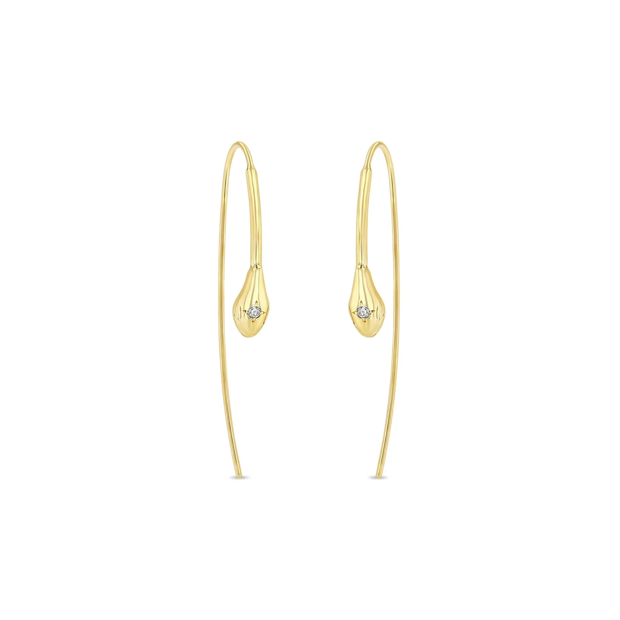 14k Diamond Snake Head Wire Threader Earrings