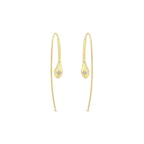 14k Diamond Snake Head Wire Threader Earrings