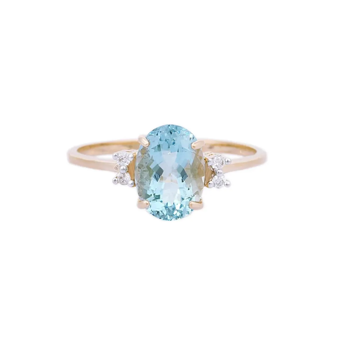 14K Yellow Gold Aquamarine Ring