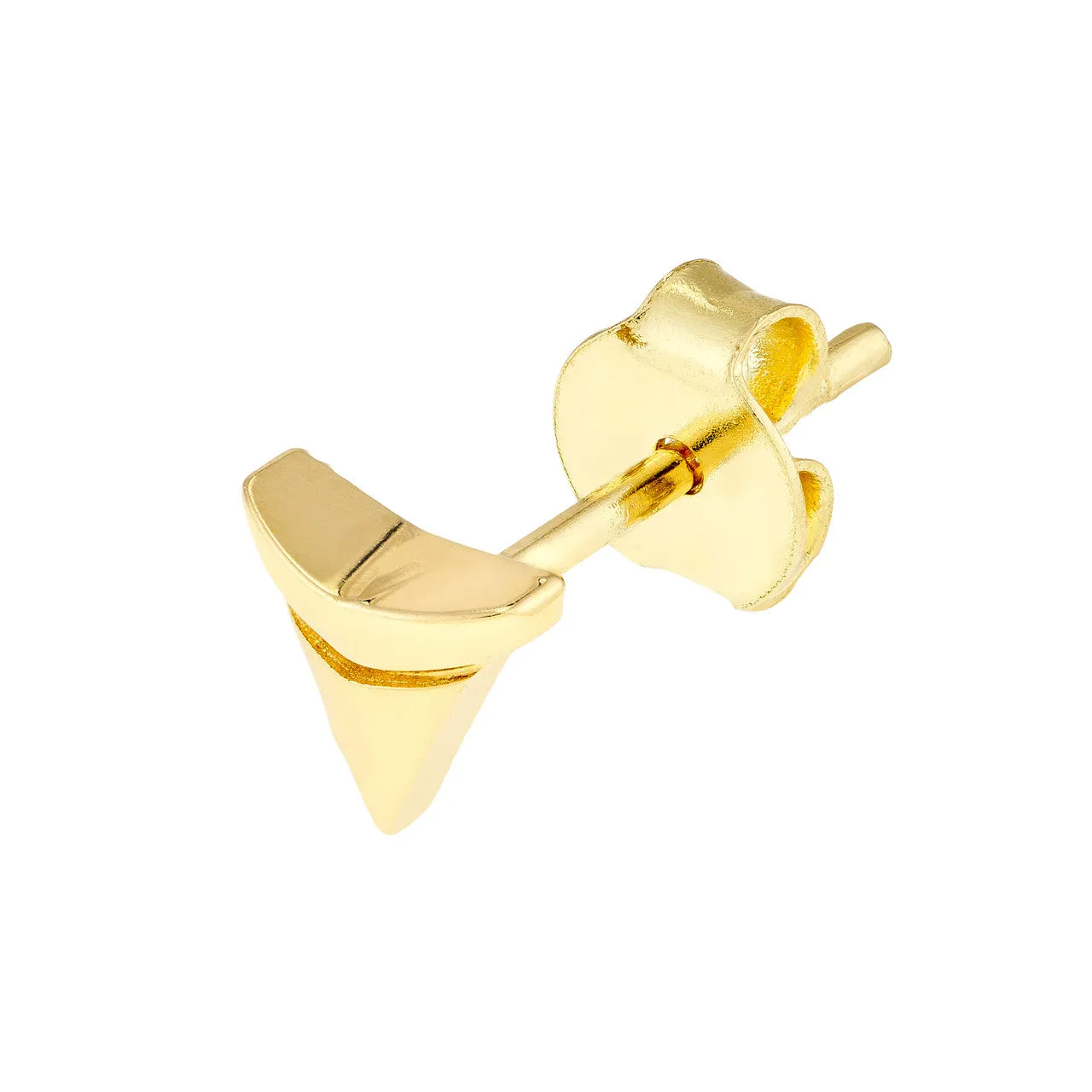 14K Yellow Gold Shark Tooth Micro Stud Earrings