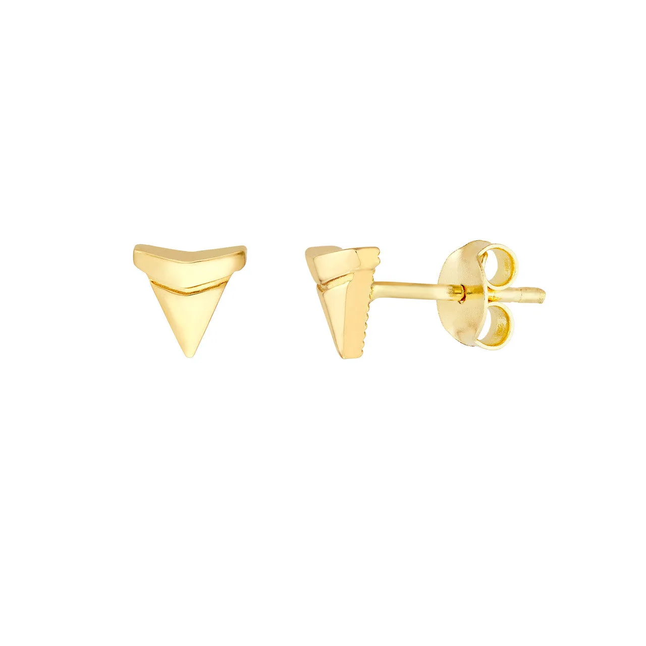 14K Yellow Gold Shark Tooth Micro Stud Earrings