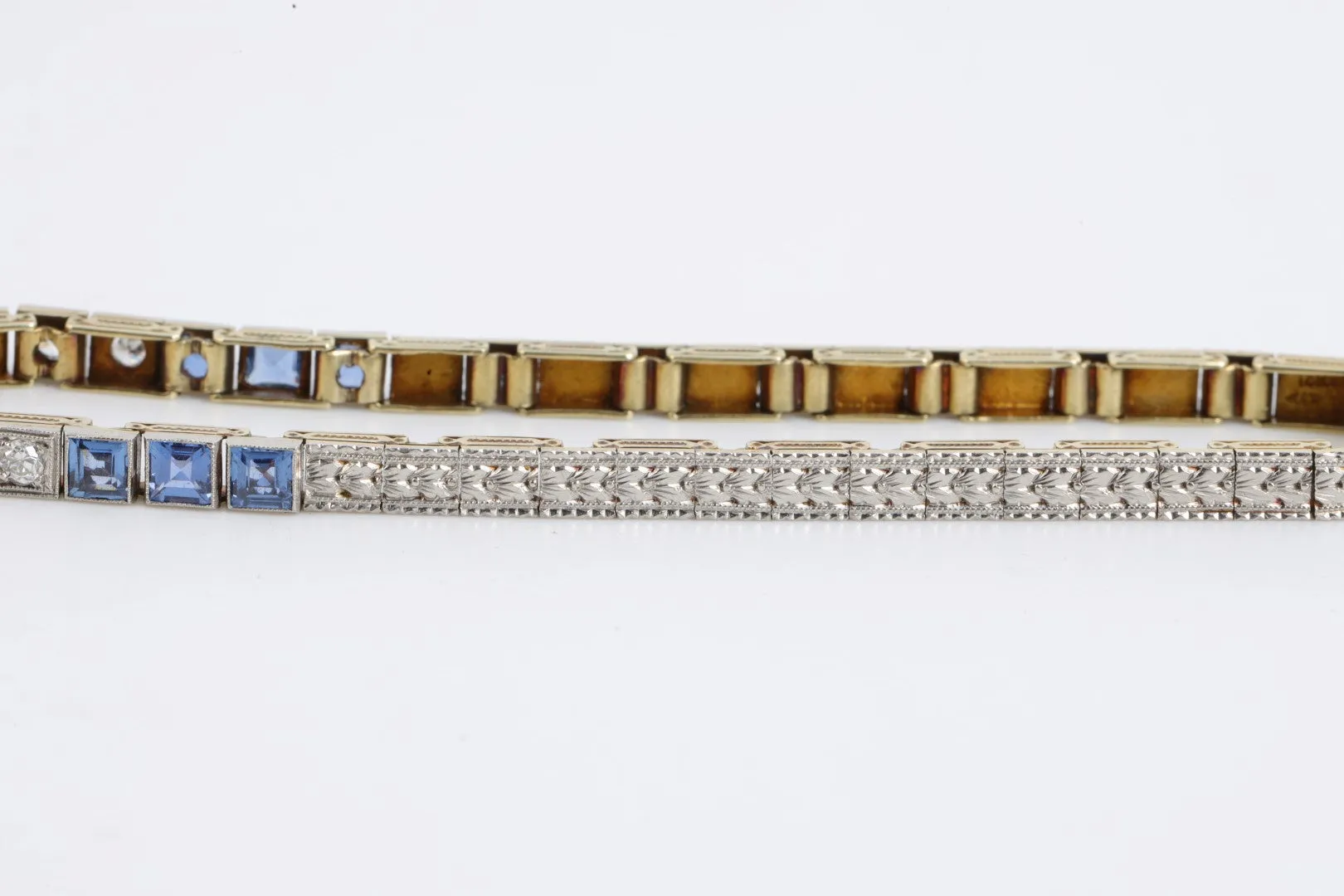 14" 14k Two-Tone Gold 2.67tcw Sapphire 0.30tcw Diamond Bracelet (14.42g.)