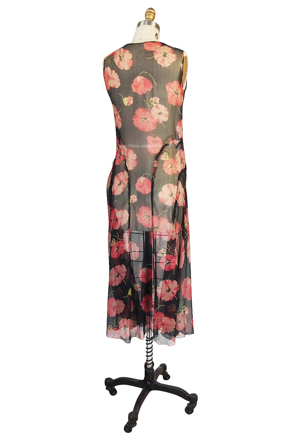 1920s Floral Print Silk Chiffon Dress & Jacket