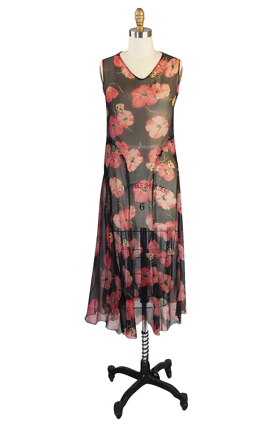 1920s Floral Print Silk Chiffon Dress & Jacket