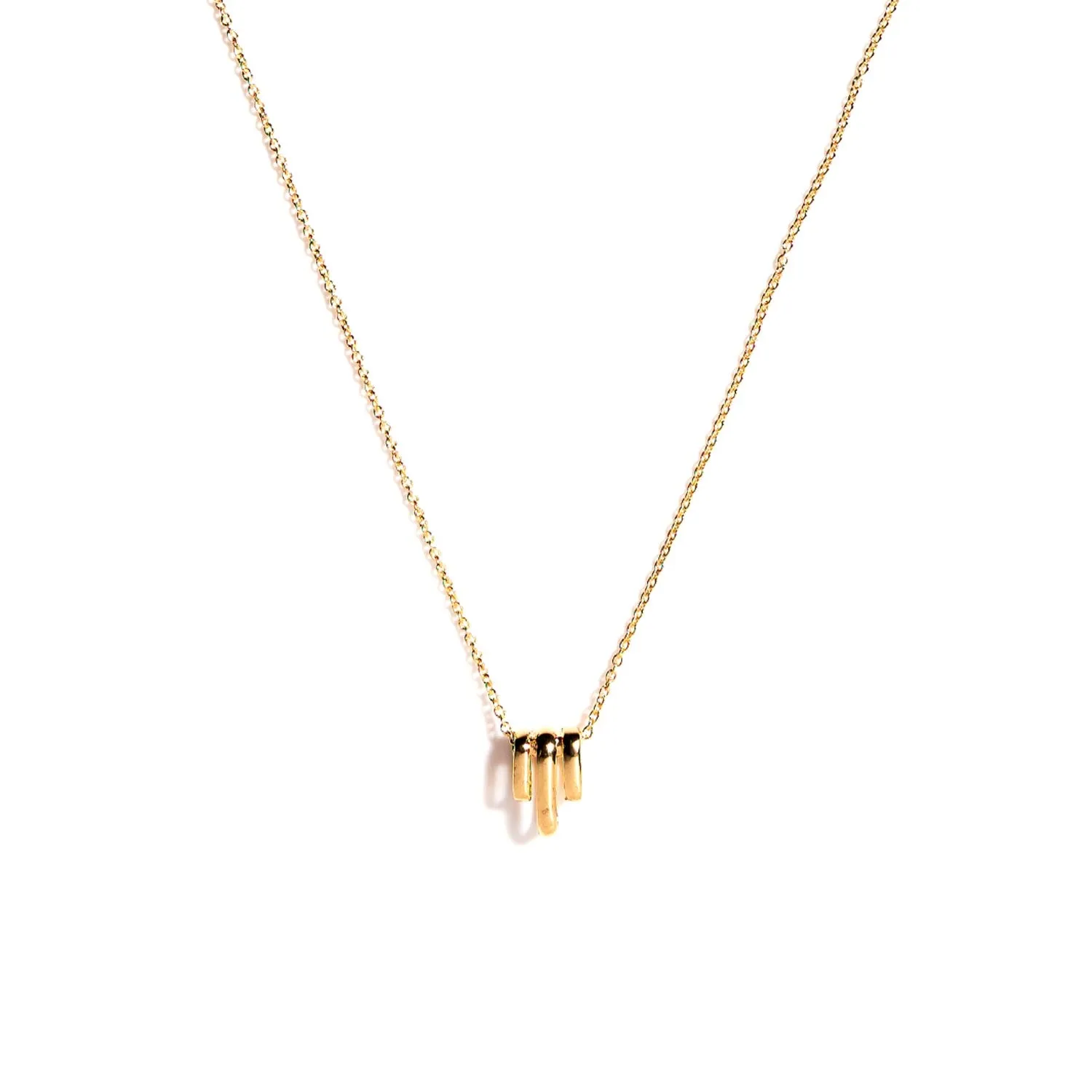 9 Carat Gold 3 Bar Pendant Necklace, Gold