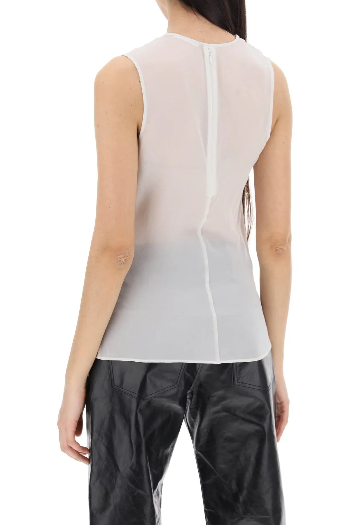 AMI ALEXANDRE MATIUSSI sleeveless silk top in