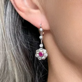 Antique Ruby & Diamond Earrings