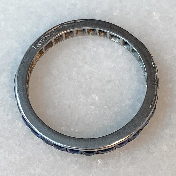 Art Deco Sapphire Eternity Band, Size 6 3/4