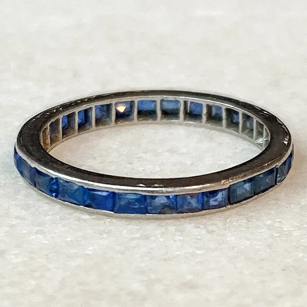 Art Deco Sapphire Eternity Band, Size 6 3/4