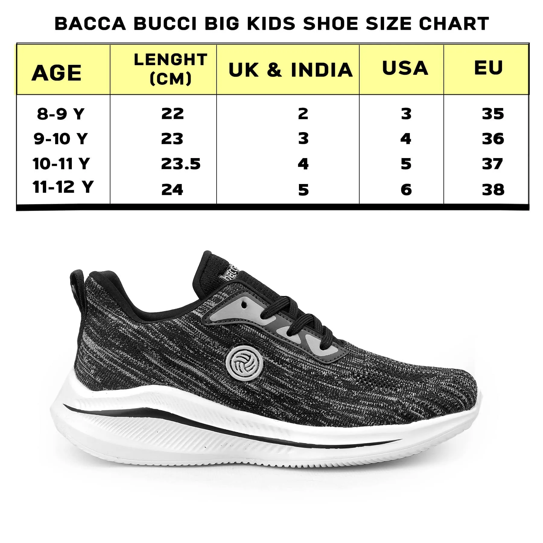 Bacca Bucci Boys or Girls Essential Knit Running Sports Shoe (Age: 8 year to 12 years)