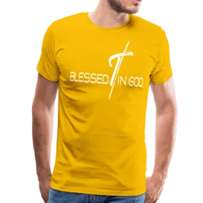 Blessed in God Graphic Text Mens T-Shirt