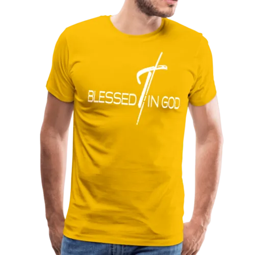 Blessed in God Graphic Text Mens T-Shirt