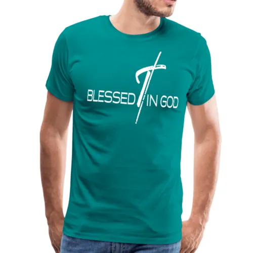 Blessed in God Graphic Text Mens T-Shirt