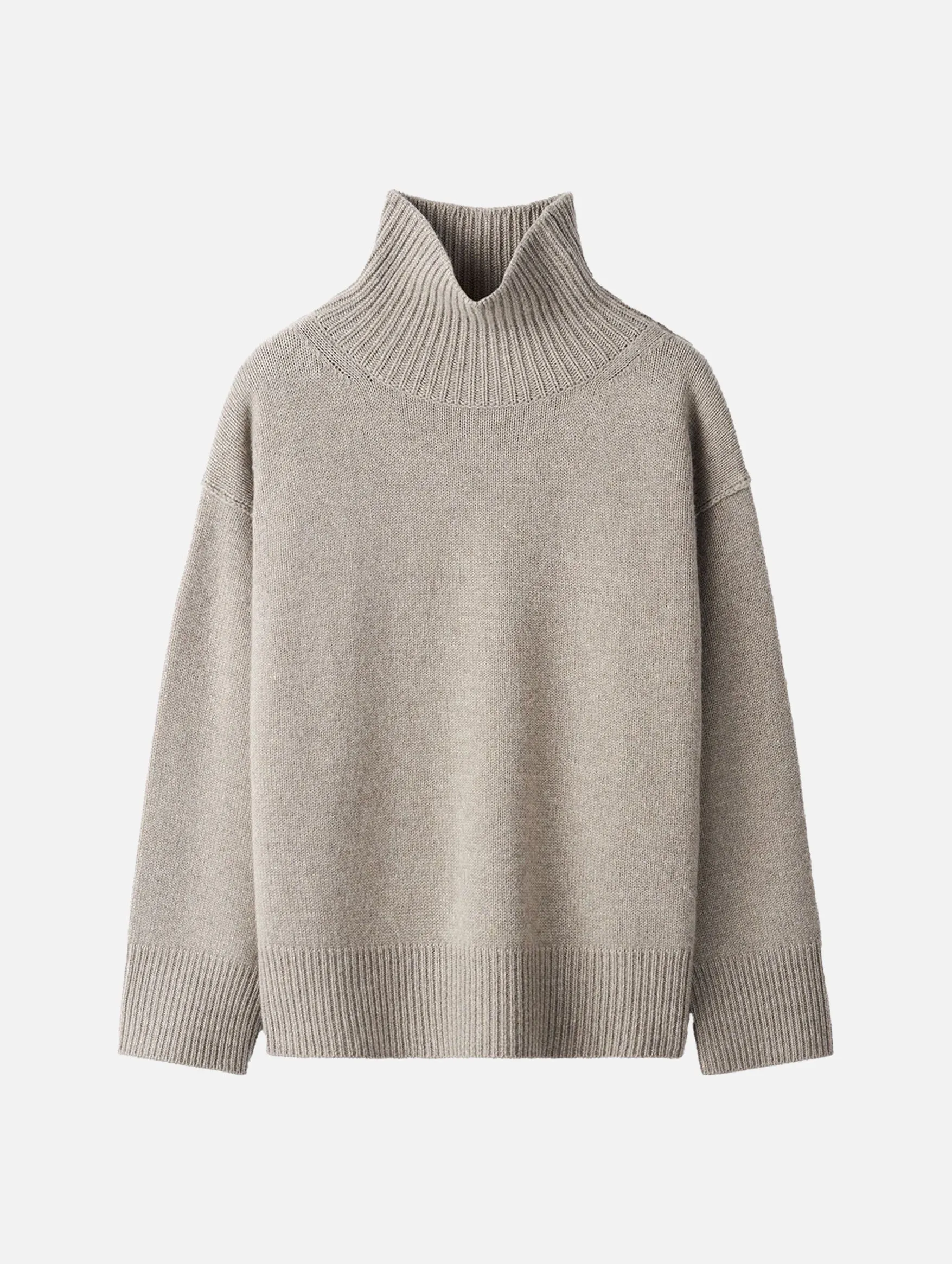 Boyfriend Cashmere Turtleneck in Greige