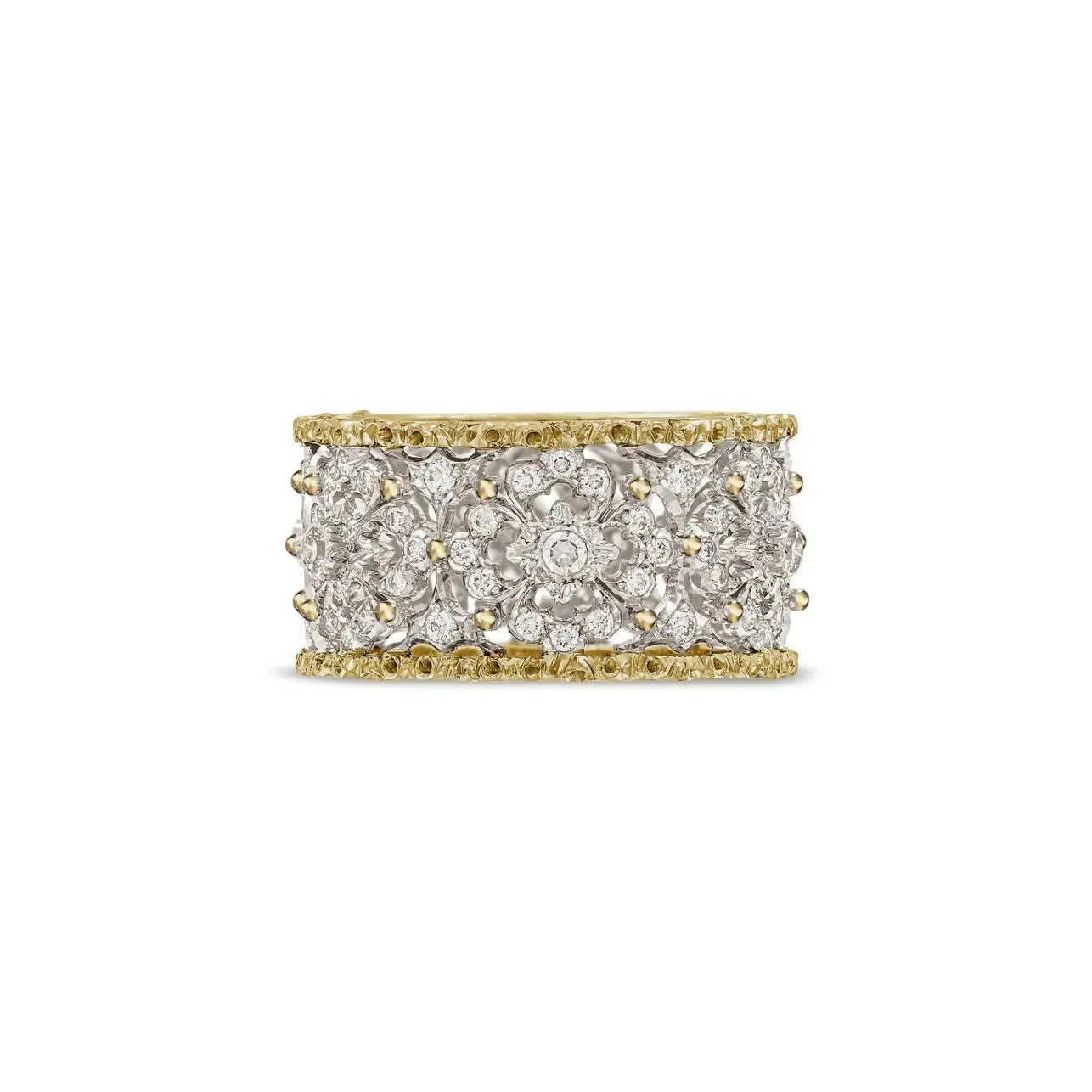 Buccellati - Opera - Full Pave Eternelle Band Ring with Diamonds, 18k White and Yellow Gold