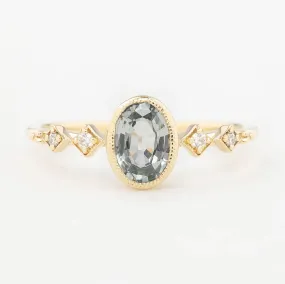 Celeste Ring - 0.85ct Light Blue Green Unheated Sapphire (One of a kind)