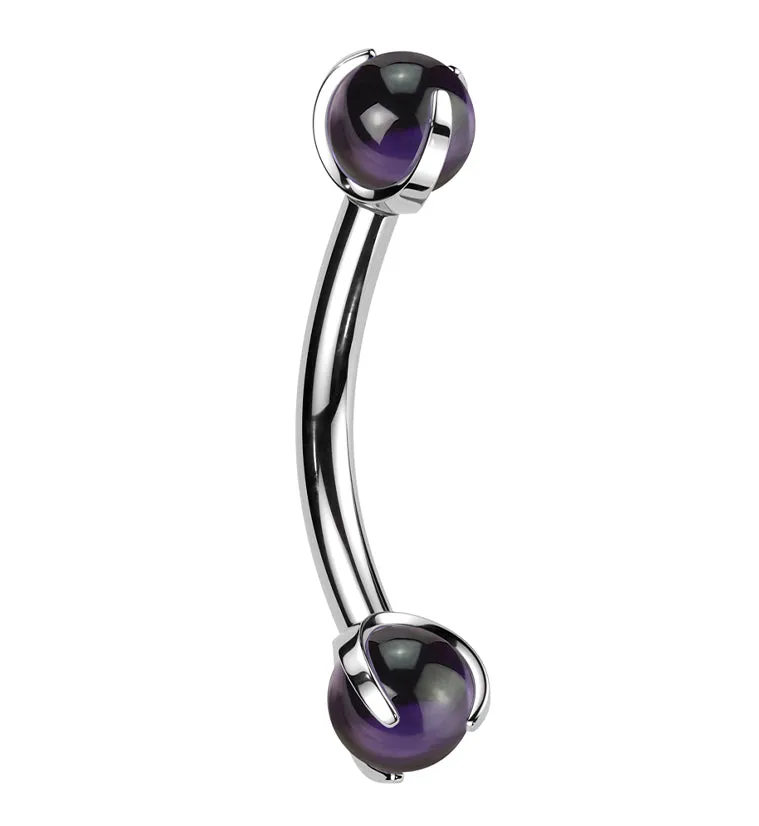 Claw Amethyst Stone Titanium Internally Threaded Curved Barbell