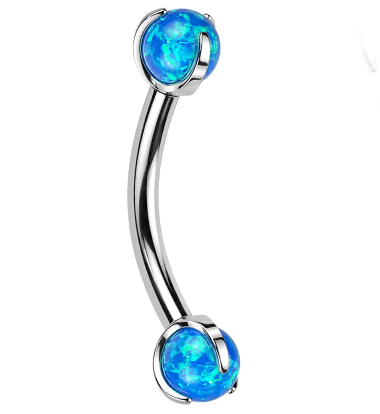 Claw Blue Opalite Titanium Internally Threaded Curved Barbell