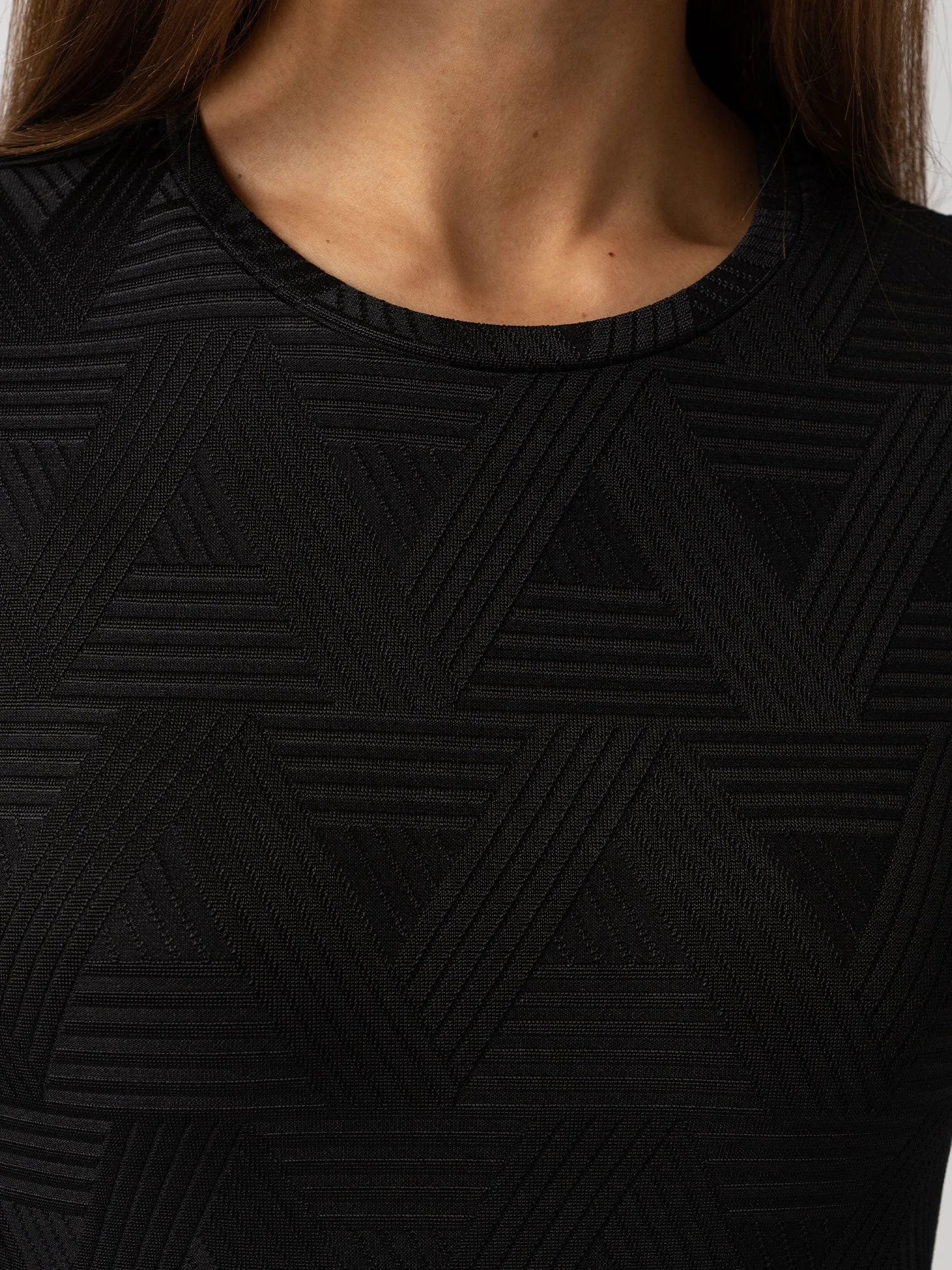 Darcey Long Sleeve Tee - Black Jacquard