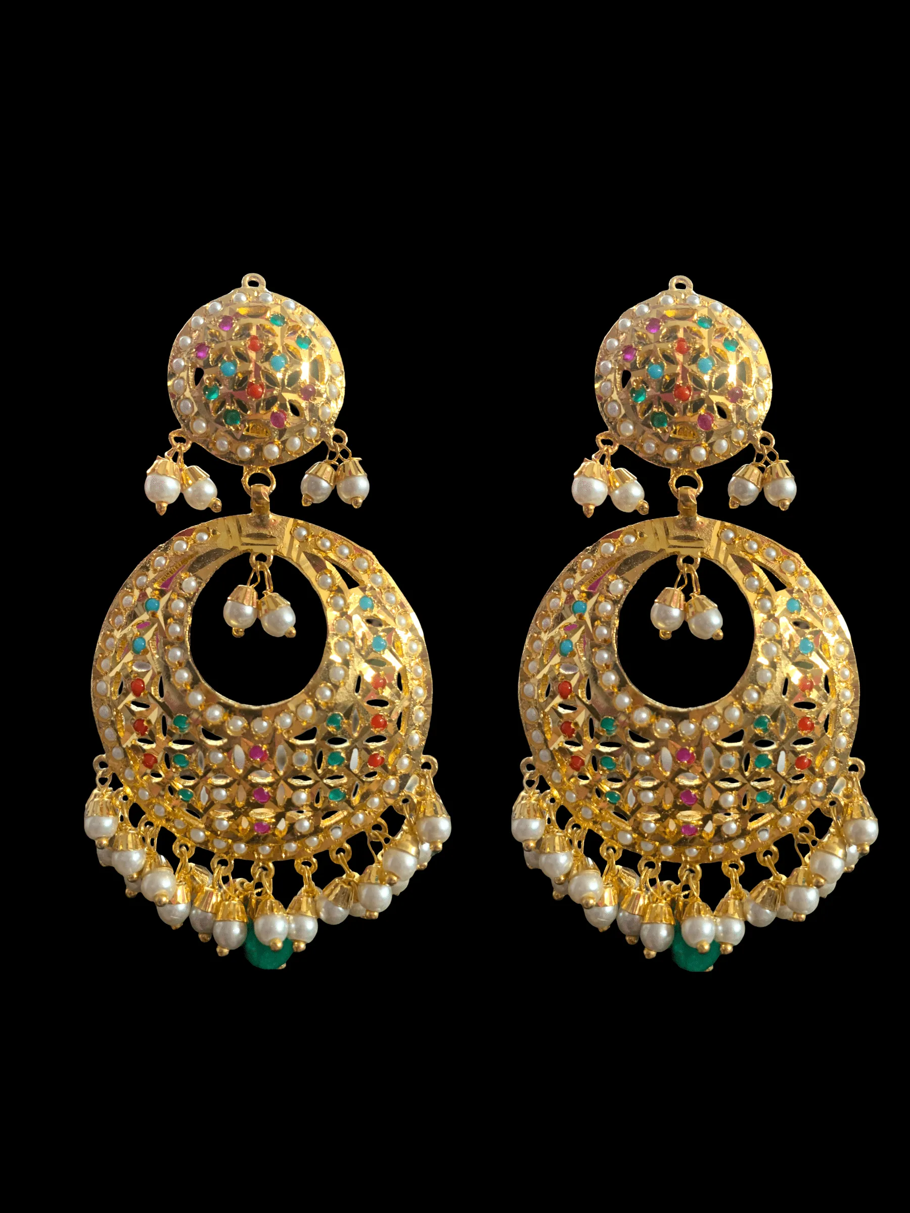 DJET26 sitara punjabi Jadau earring tika in Navratan ( READY TO SHIP)