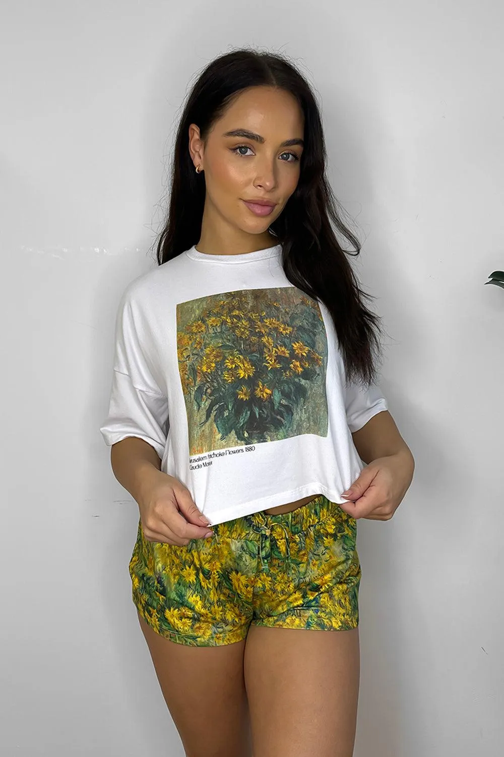 Floral Print Shorts And T-shirt Detail Set