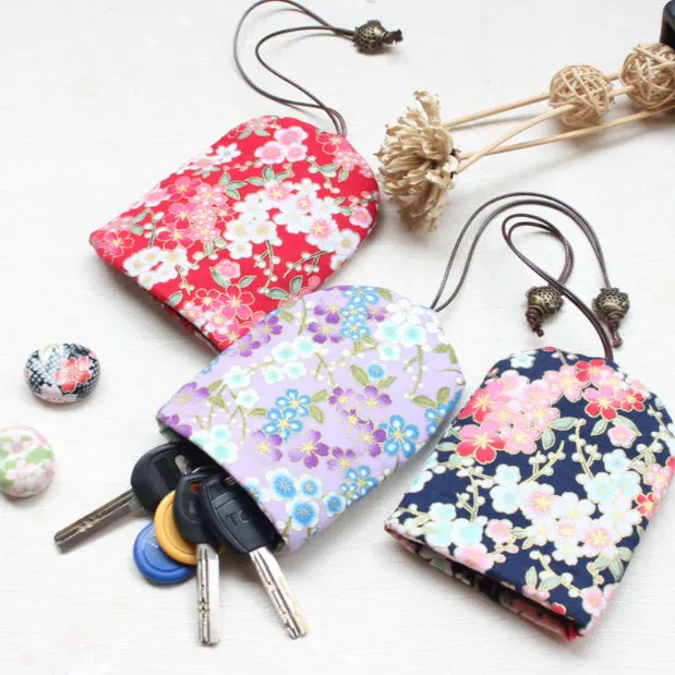 Handmade Key pouch - Key holder | Floral Blue