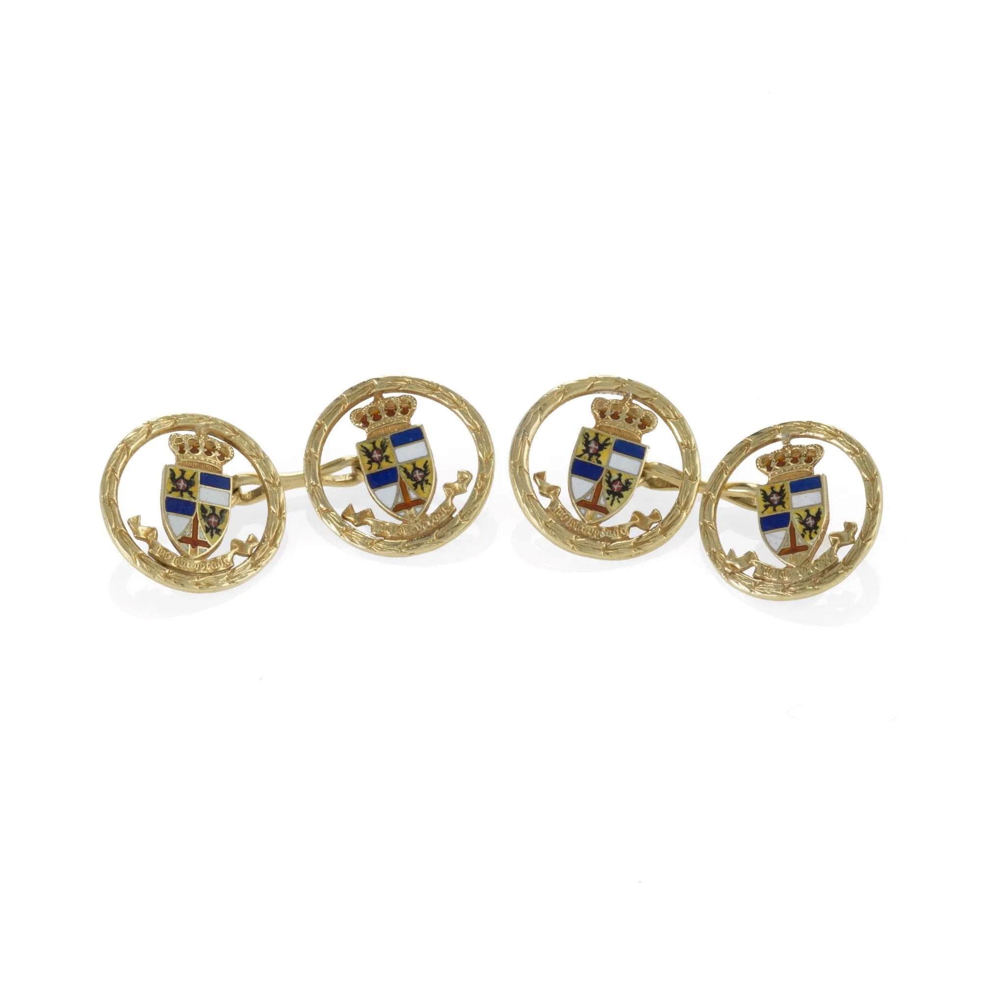 Heraldic Shield Gold and Enamel Cuff Links