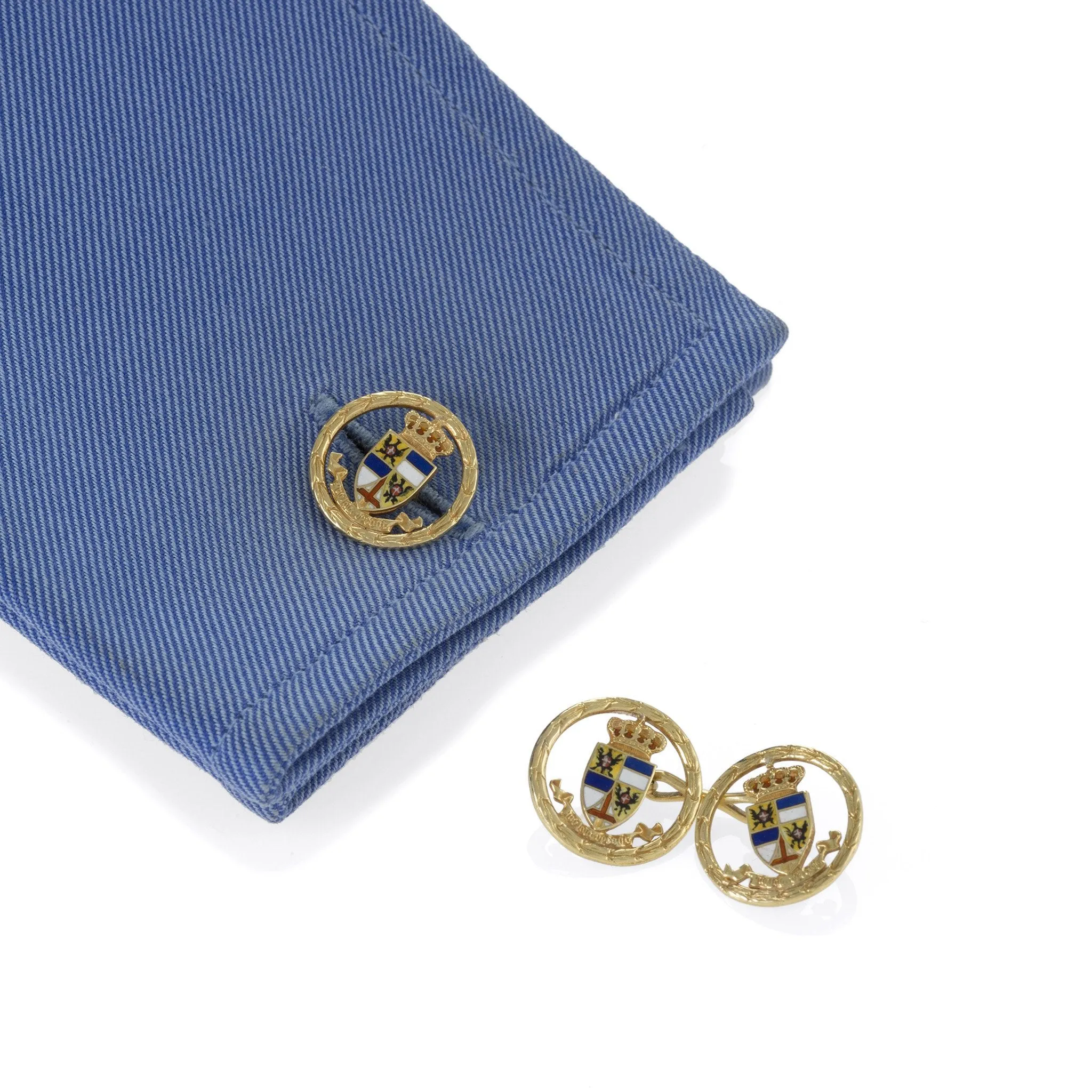 Heraldic Shield Gold and Enamel Cuff Links