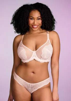 HSIA Blossom Unlined Dusty Peach Lace Bra Set