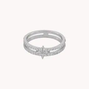 Ilysa Starburst 2-Layer Silver Ring For Women