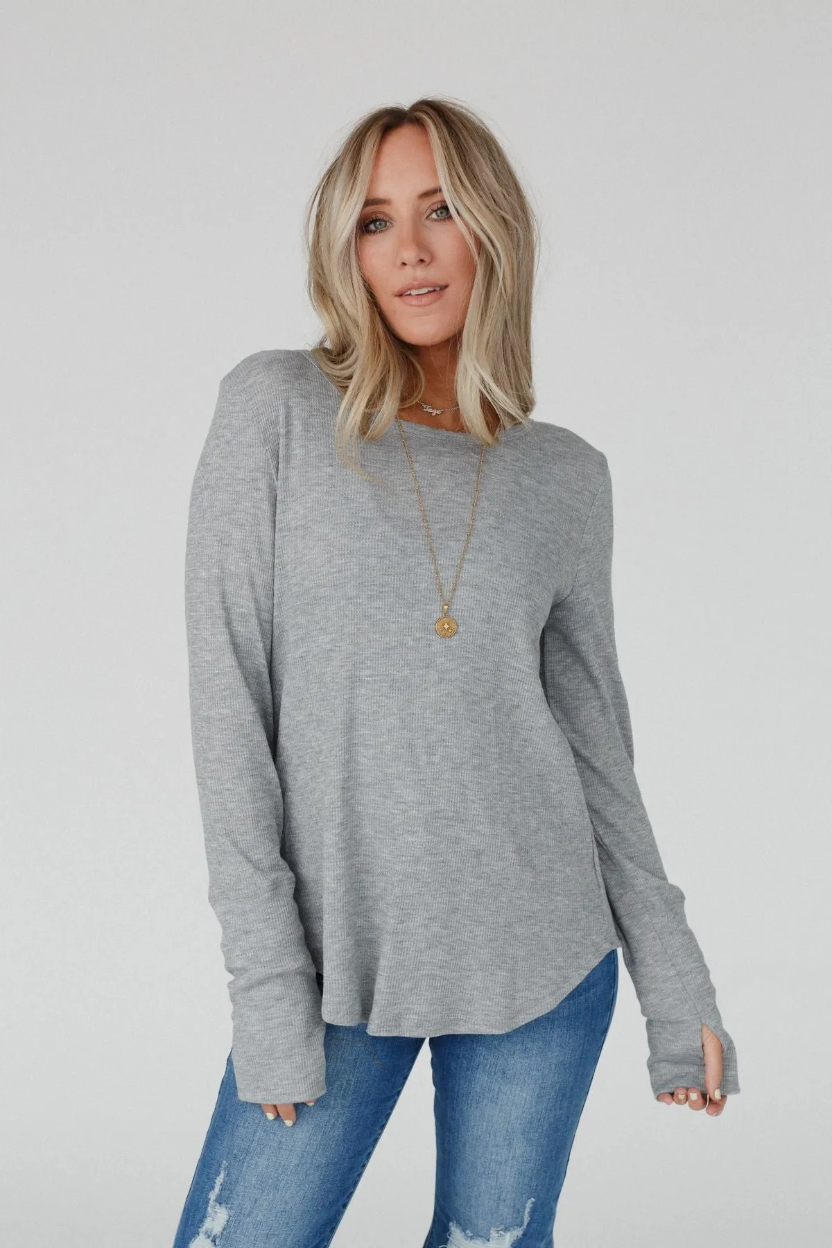 Jacqueline Long Sleeve Top - Heather Gray