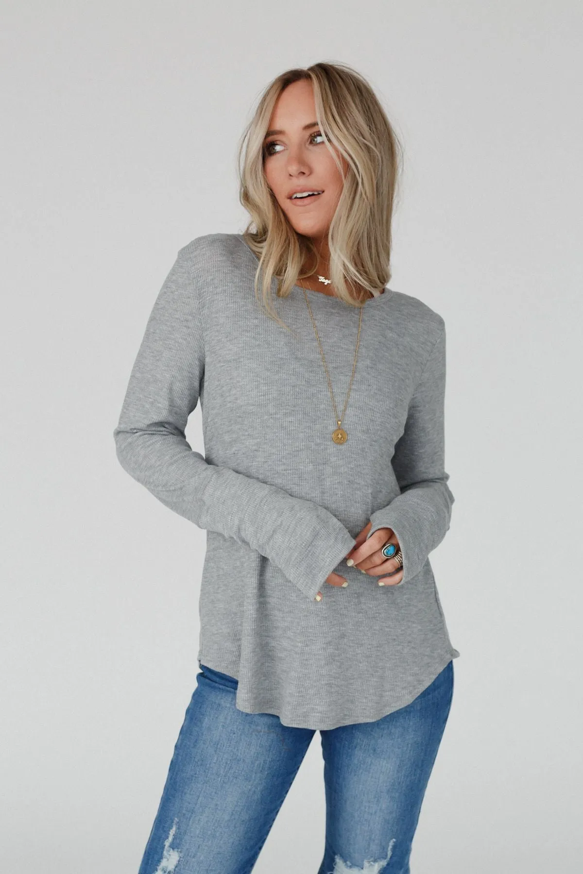 Jacqueline Long Sleeve Top - Heather Gray