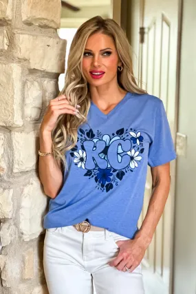 KC Retro Floral Soft Tee : Blue