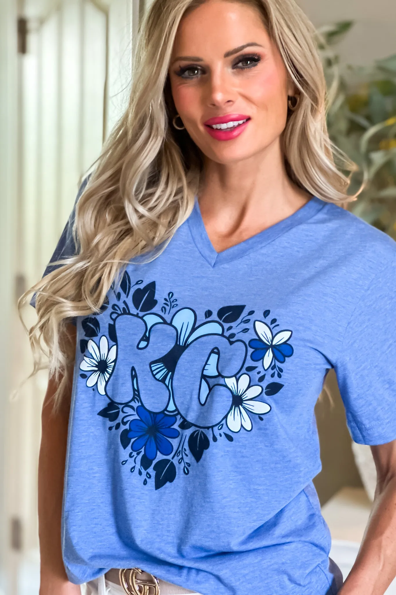 KC Retro Floral Soft Tee : Blue