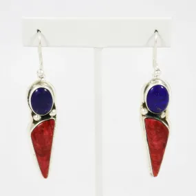 Lapis and Spiny Oyster Earrings