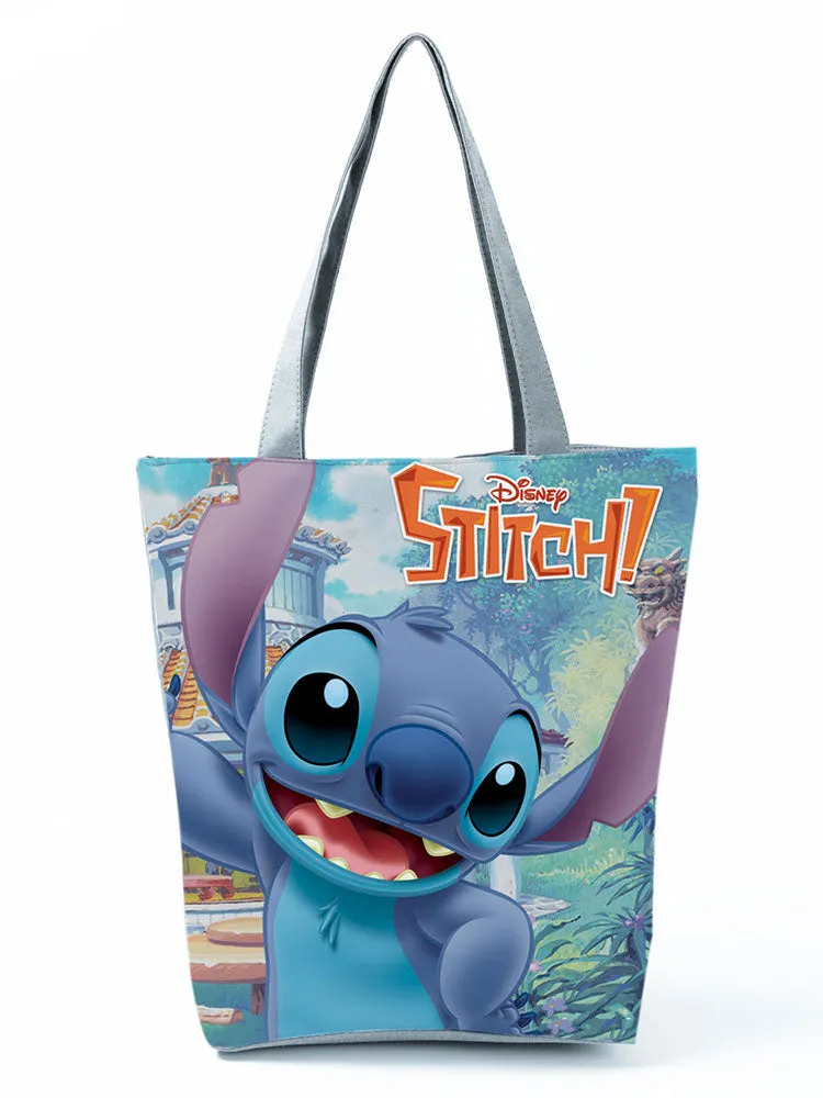 Lilo Stitch Printed Handbag Disney Animation High Capacity Reusable Shoppaing Bag Cartoon Beach Tote Bag Wholesale Dropshipping