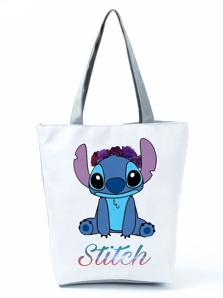 Lilo Stitch Printed Handbag Disney Animation High Capacity Reusable Shoppaing Bag Cartoon Beach Tote Bag Wholesale Dropshipping