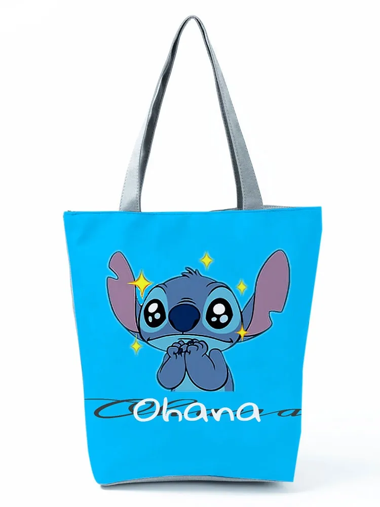 Lilo Stitch Printed Handbag Disney Animation High Capacity Reusable Shoppaing Bag Cartoon Beach Tote Bag Wholesale Dropshipping