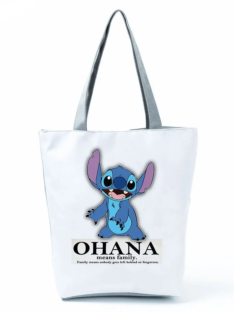 Lilo Stitch Printed Handbag Disney Animation High Capacity Reusable Shoppaing Bag Cartoon Beach Tote Bag Wholesale Dropshipping