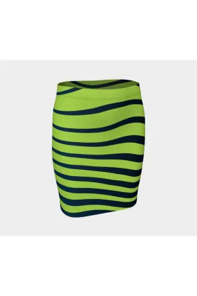 Lime Green Zebra Fitted Skirt