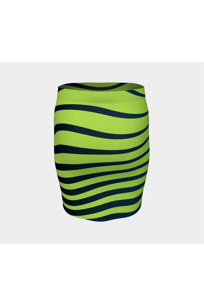 Lime Green Zebra Fitted Skirt