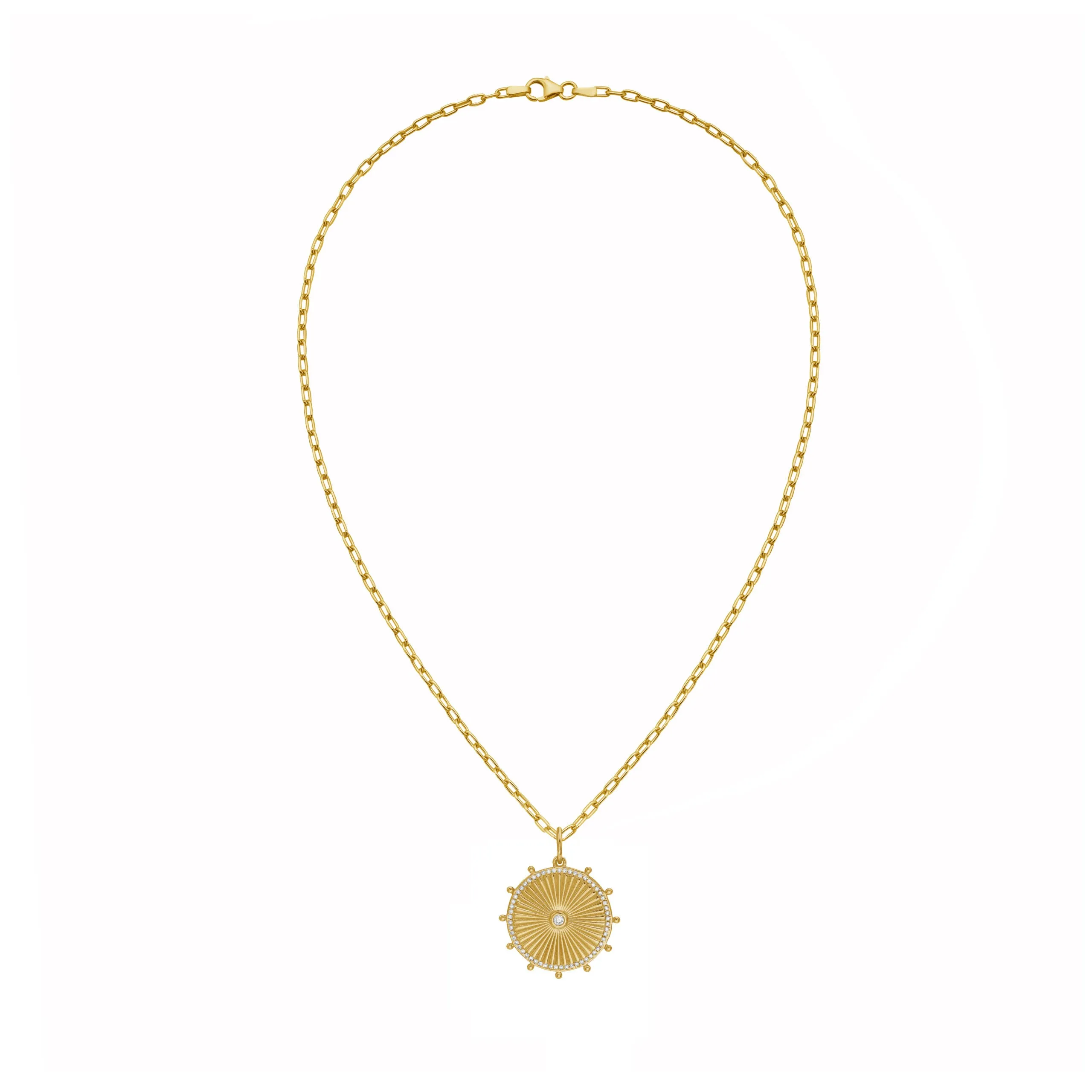 Lionheart - Cassandane - Small Diamond Sun Medallion, Yellow Gold