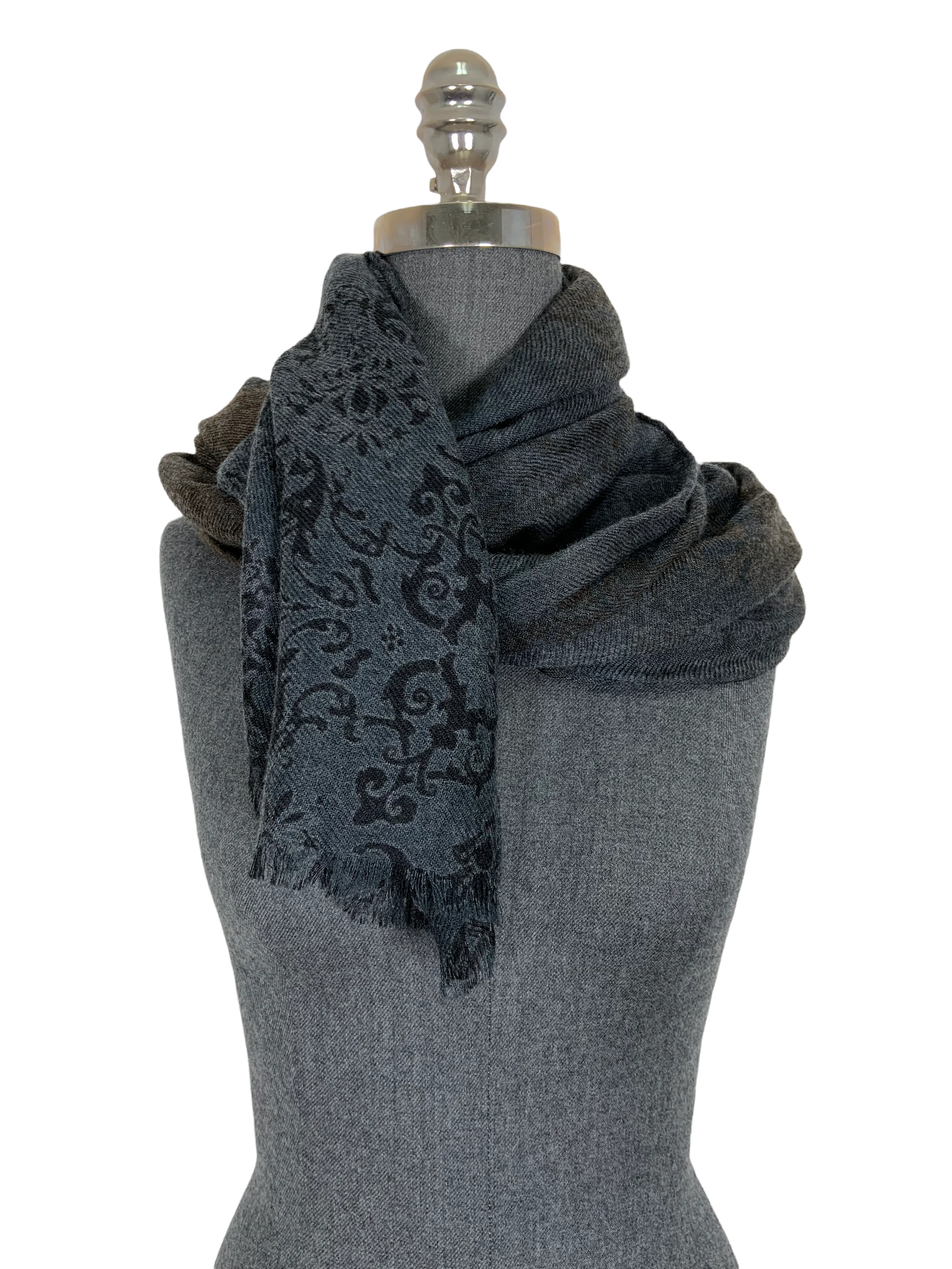 Loro Piana Floral Printed Cashmere Oblong Fringe Scarf