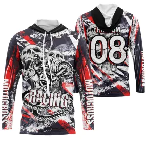 Maillot Cross Personnalisé Protection UV, Cadeau Original Pilote MX, Tête De Mort - CT21122207