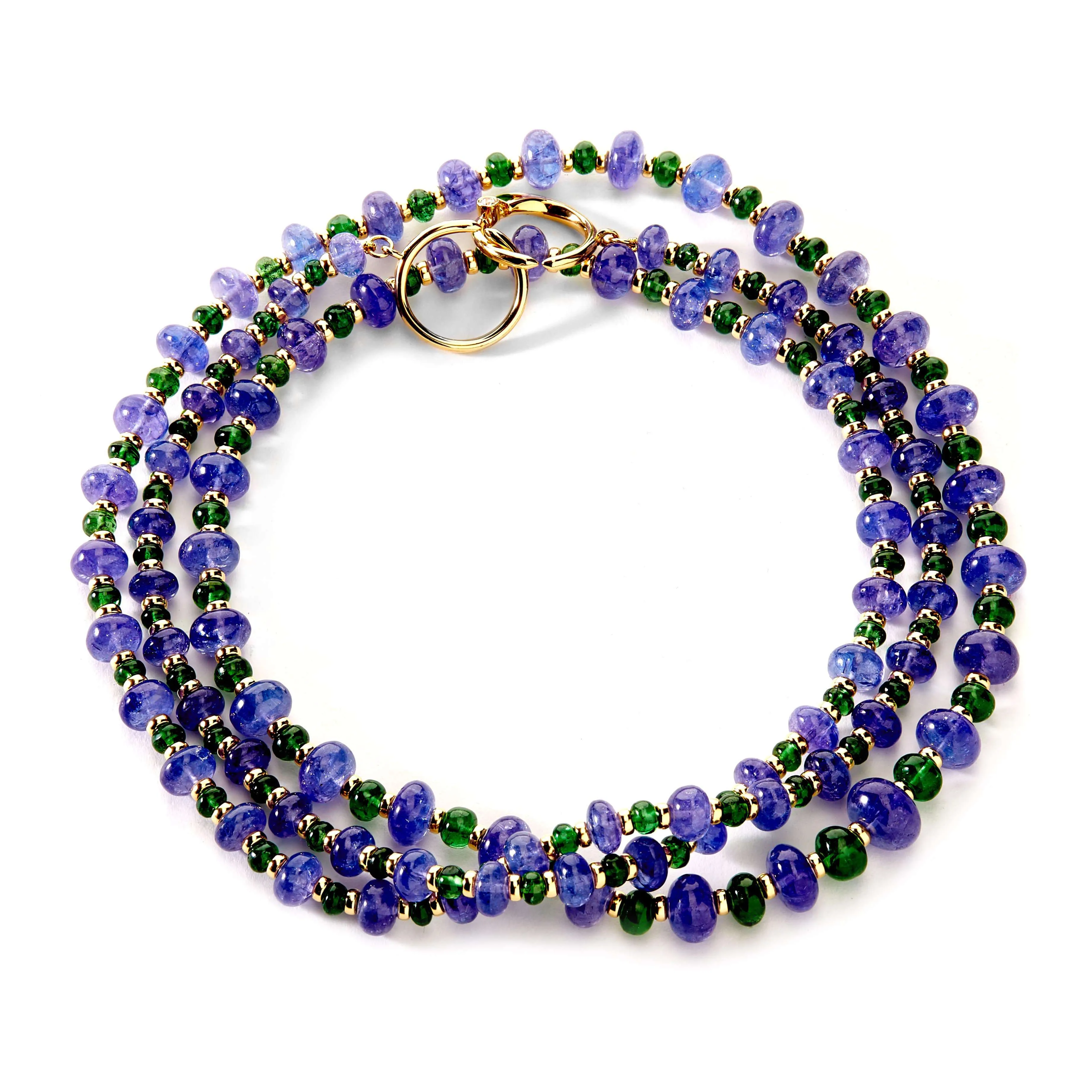 Mogul Tanzanite and Tsavorite Bead Necklace