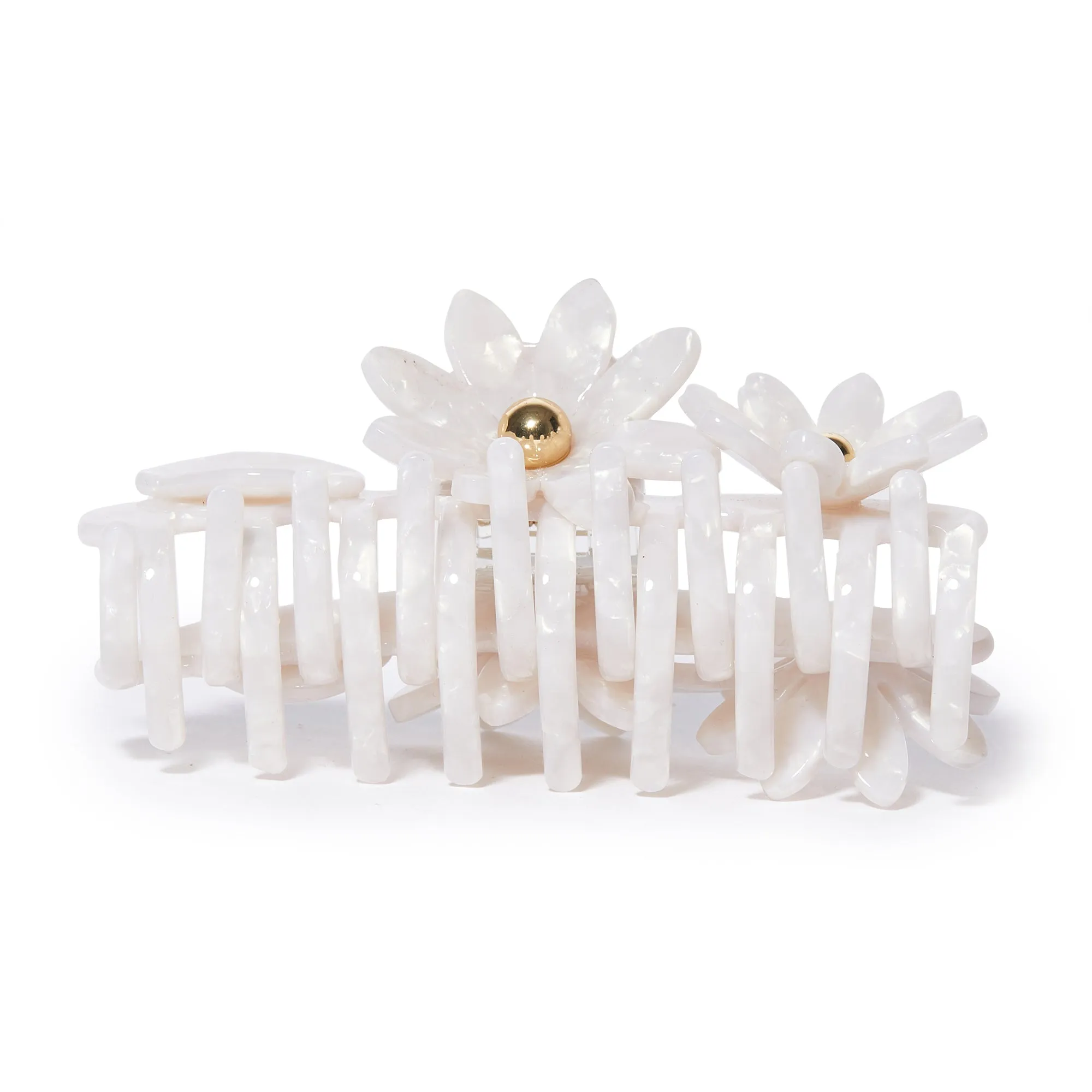 MOTHER OF PEARL PETUNIA CLAW HAIR CLIP