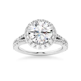 NEW Round Cut Split-Shank Moissanite Halo Engagement Ring