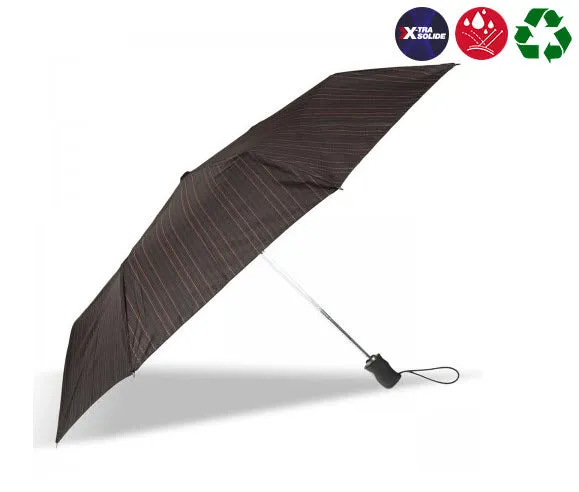 Parapluie pliant X-TRA Solide Isotoner Noir/Rayures Homme 09379