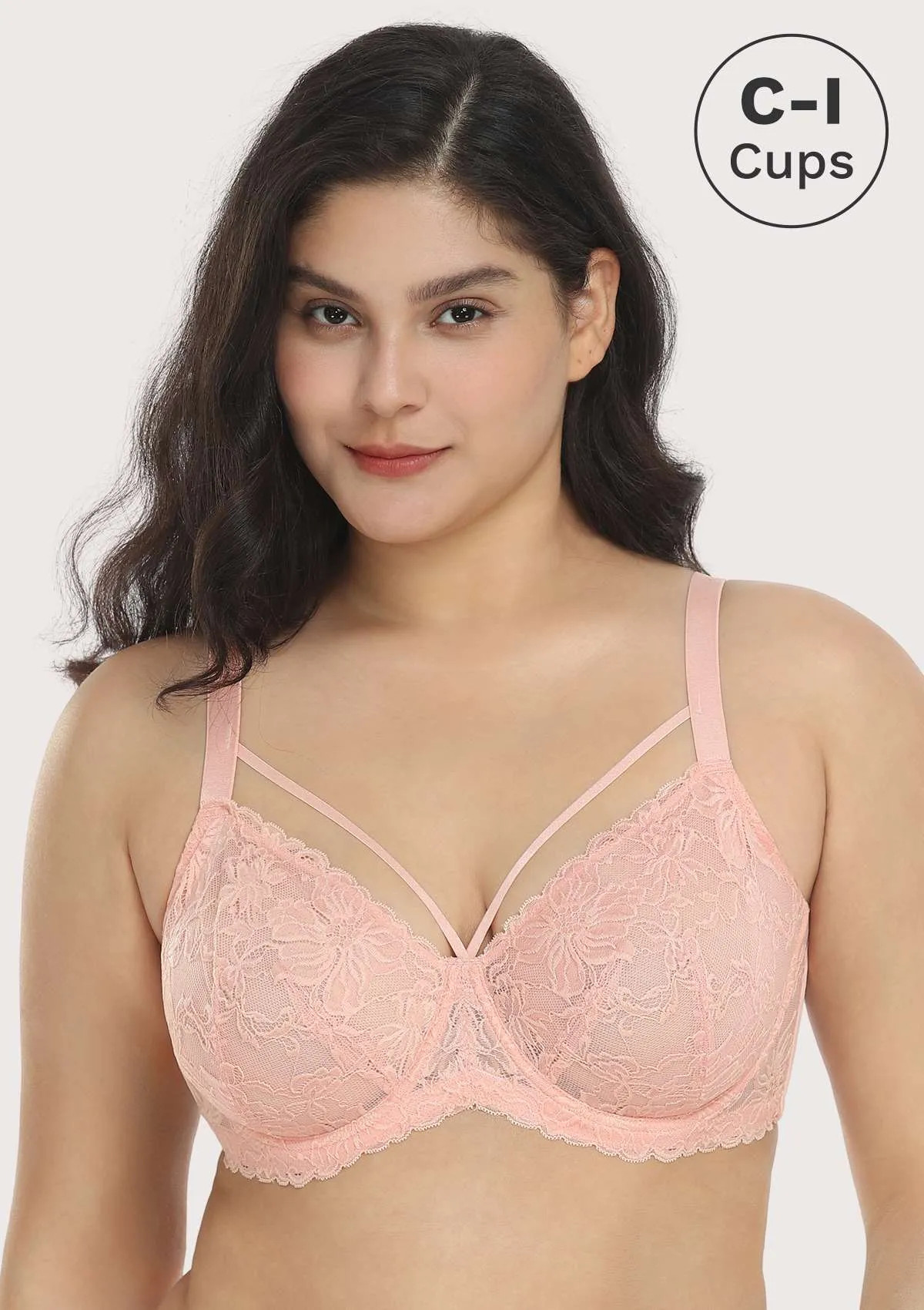 Pretty In Petals Baby Pink Unlined Strappy Lace Bra