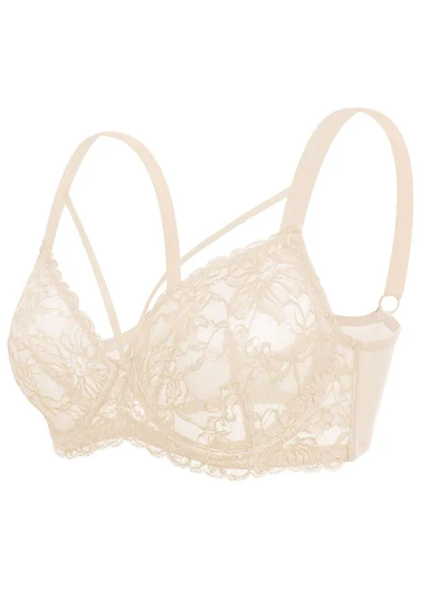 Pretty In Petals Baby Pink Unlined Strappy Lace Bra